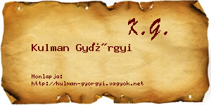 Kulman Györgyi névjegykártya